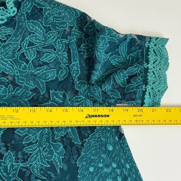 Anthropologie HD in Paris Teal Lace Blouse 4 - Picture 5 of 6